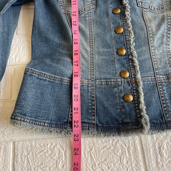 Classiques Entier Women’s Small Denim Raw Hem Snap Denim Blazer Jacket - Picture 12 of 15